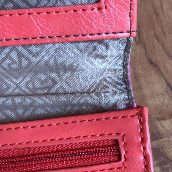 Relic by Fossil purple pink orange color block vegan zip around wallet wristlet - Picture 9 of 9